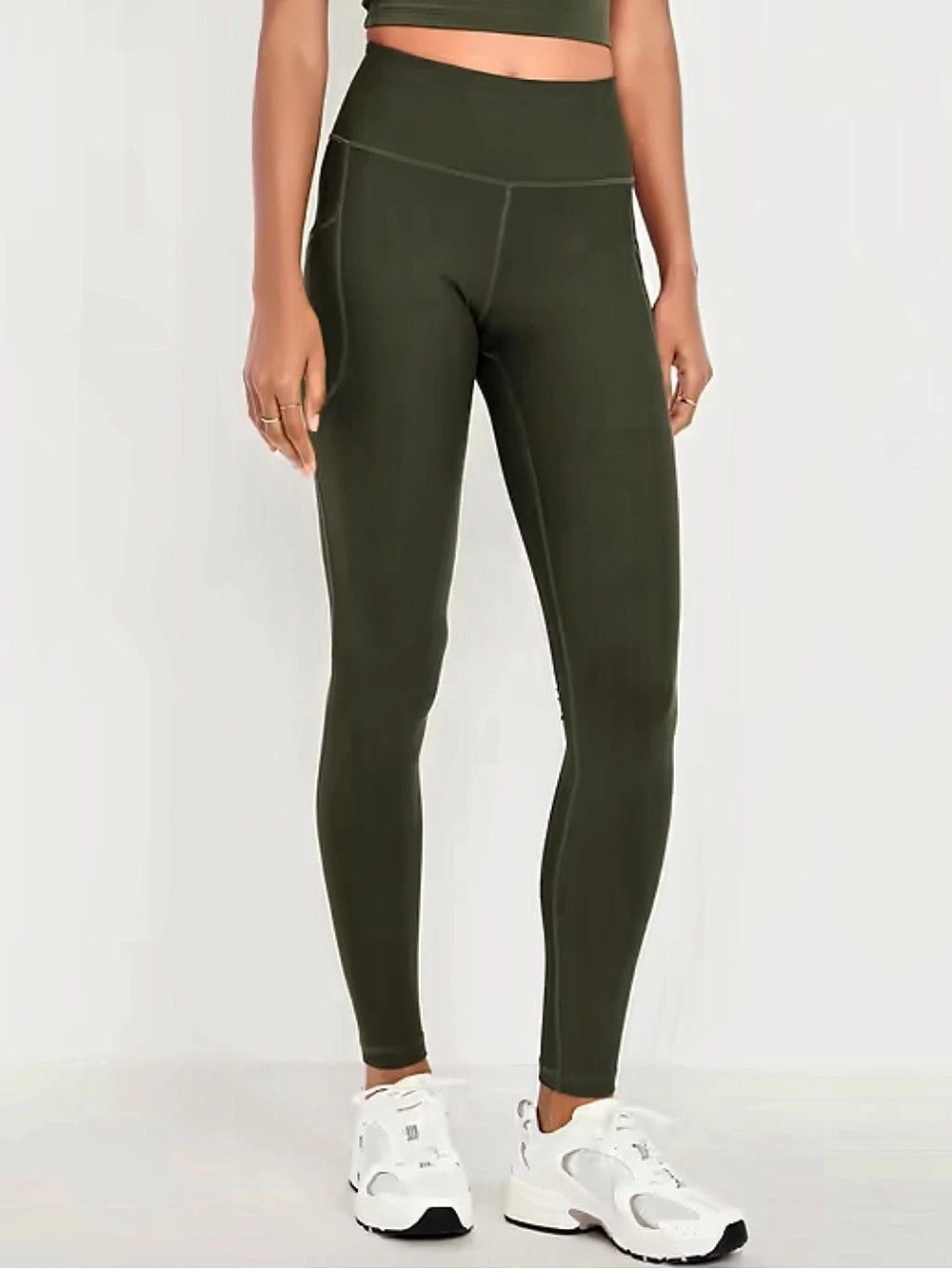 Old Navy High-Waisted PowerSoft Full Length Pocket Leggings Army Green